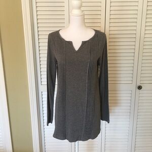 Land’s End Stylish Gray Knit Long Sleeve Tunic with Pleats Size Small Tall